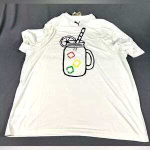 Puma Golf Shirt Tee T-Shirt Cloudspun Arnold Palmer Drinks Print XXL White